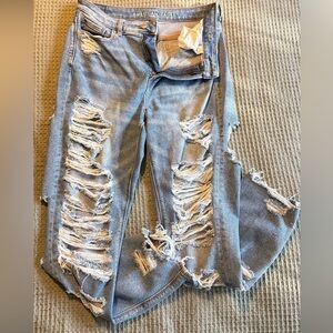 American Eagle Outfitters Ripped Light Blue Boyfriend Jeans